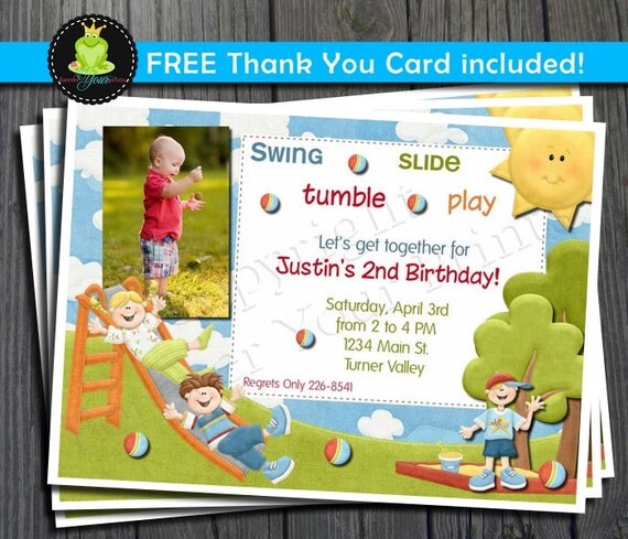 Park Birthday Invitation - FREE Thank You Card included Il_570xn