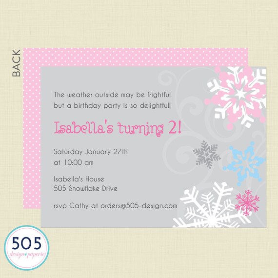 Snowflake Invitation - Winter Wonderland Party Invitation by 505 Design Paperie Il_570xn