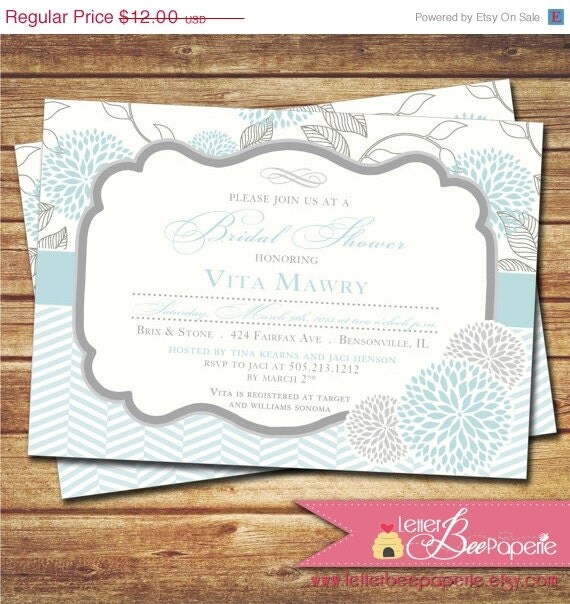 ON SALE Tiffany Blue Custom Bridal Shower Invitation - DIY Printable Invite - Wedding / Baby Shower - Choose Your Colors - Rehearsal Dinner Il_570xn