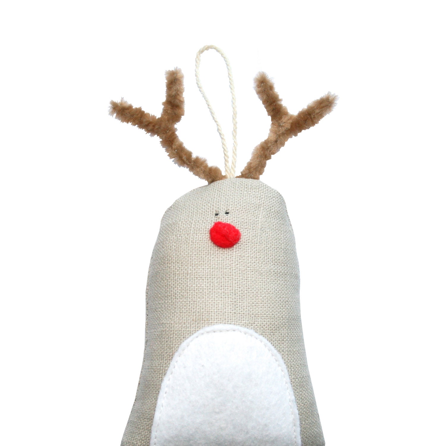 Reindeer Ornament, Cute Reindeer Christmas Tree Decoration, Red Nose Reindeer Tree Ornament, Cute Christmas Decoration, Winter, Brown, Red - poosac