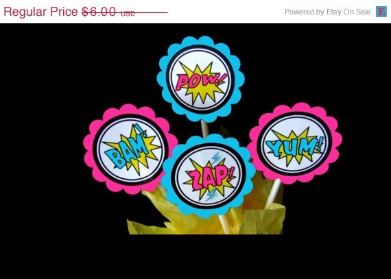 SALE INSTANT DOWNLOAD - Printable SuperGirl Cupcake Toppers & Favor Tags - Superhero Birthday Il_570xn