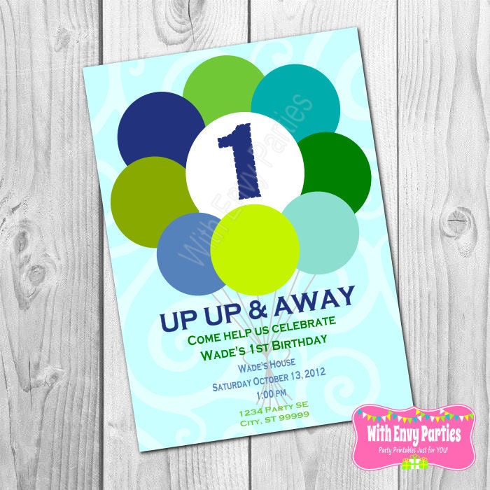 Balloon Invitation, Balloon Printable Invitation, Printable Balloon Birthday Party Invitation Il_570xn