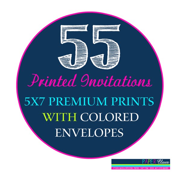 55 printed invitation with FREE colored envelopes #813 Il_570xn