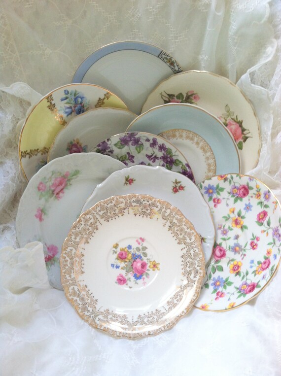 favors tea Cup Saucers/Tea Tea Set vintage of  Party/Wall cup   10 Mismatched  Display Vintage