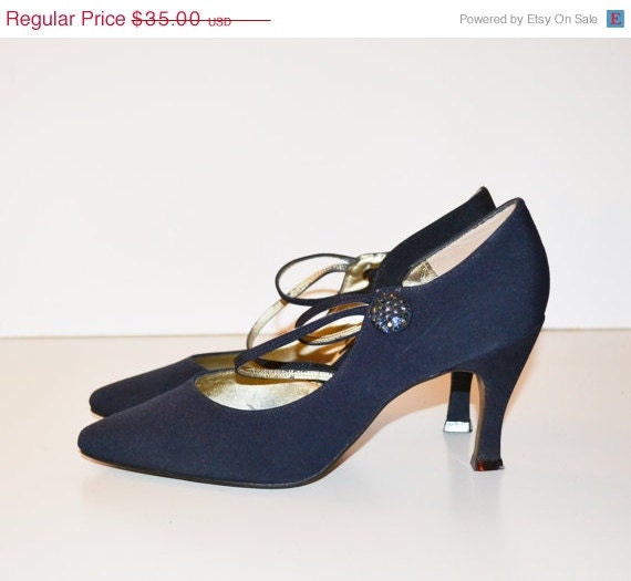 ON SALE Vintage Women's Formal Dress Shoes Blue High Heels 1980s Heels ...