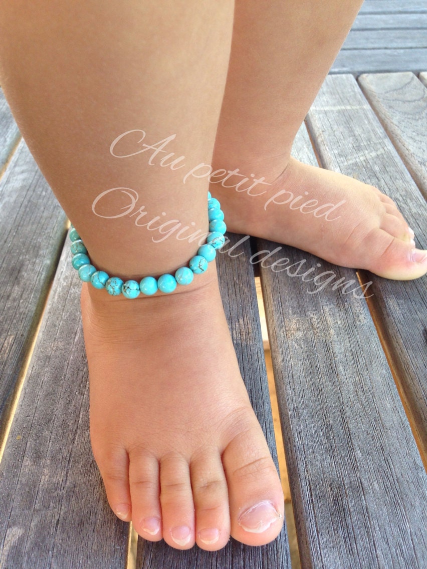Items similar to Baby Ankle bracelet, turquoise bracelet, baby bracelet