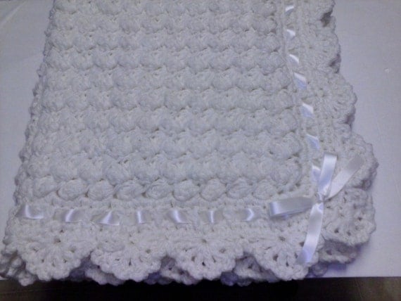Crochet Baby Blanket Cream Puff Hat Booties by ...