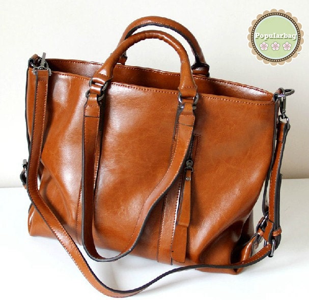 Large Genuine Leather Tote Ipad Bag Handbag by luckybagshop