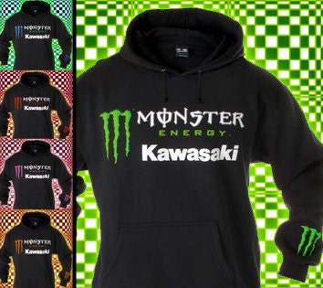 New Monster Energy Kawasaki Black Hoodie by HoodiesAndTees on Etsy