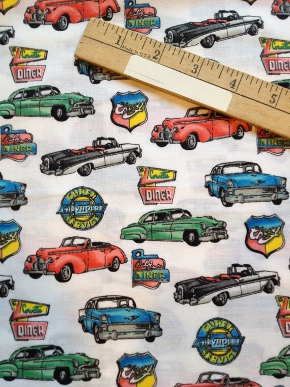 Fifties 50s GM cars quilting fabric 5/8 yard by craftybonbon