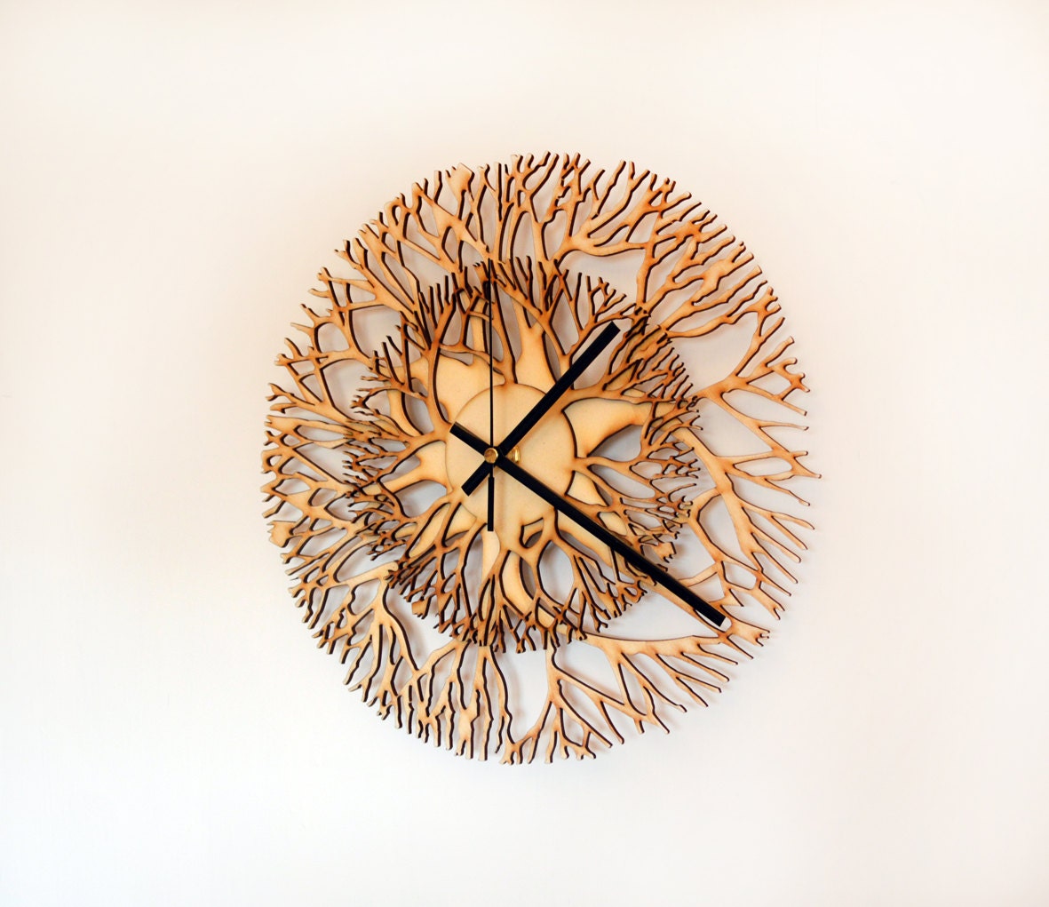 Tree shaped wooden laser cut wall clock