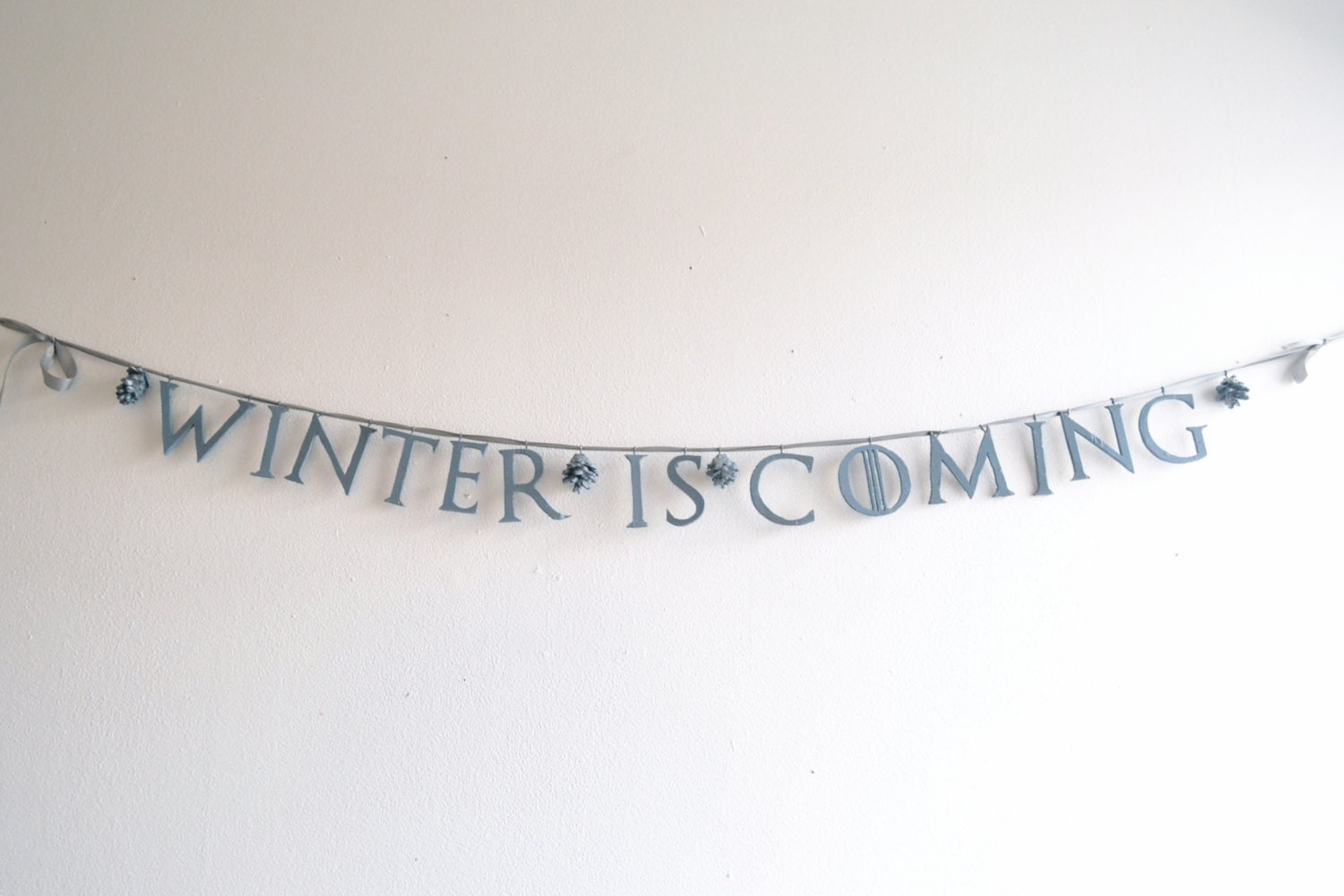 Hand Cut Wooden Holiday Banner "WINTER IS COMING"