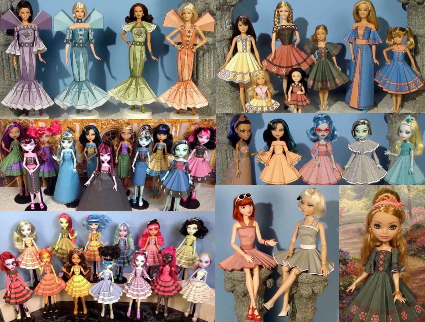 Printable Doll Clothes Volume 2 - Printable Paper Dresses that fit Barbie, Monster High, Ever After High and more