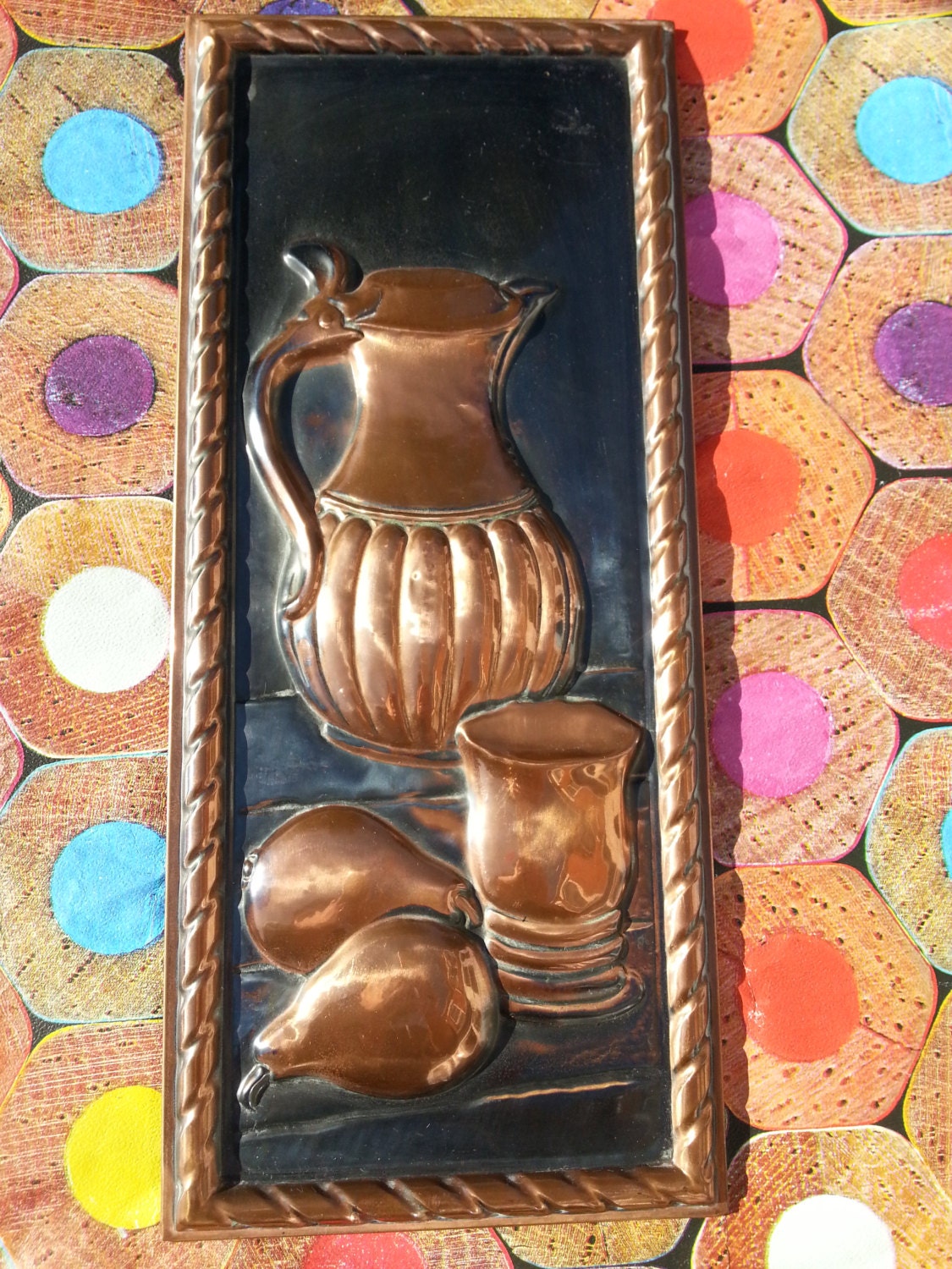 Copper wall art hanging plaque vintage by MyOldEnglishVintage