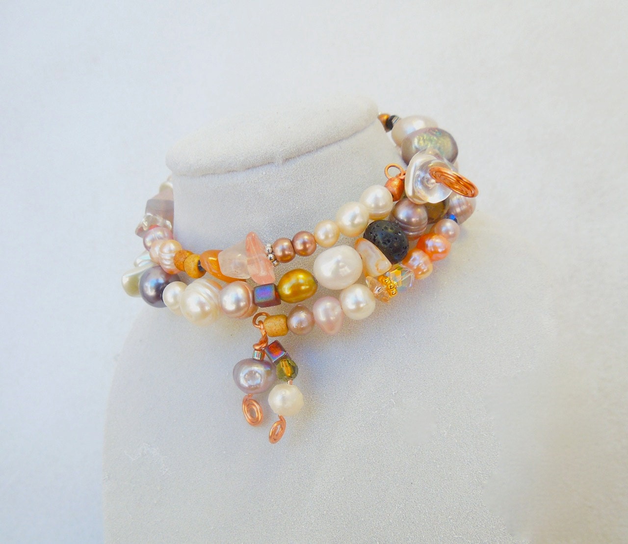 Bracelet Pearls Gemstones Swarovski Glass By Vagabondbags On Etsy