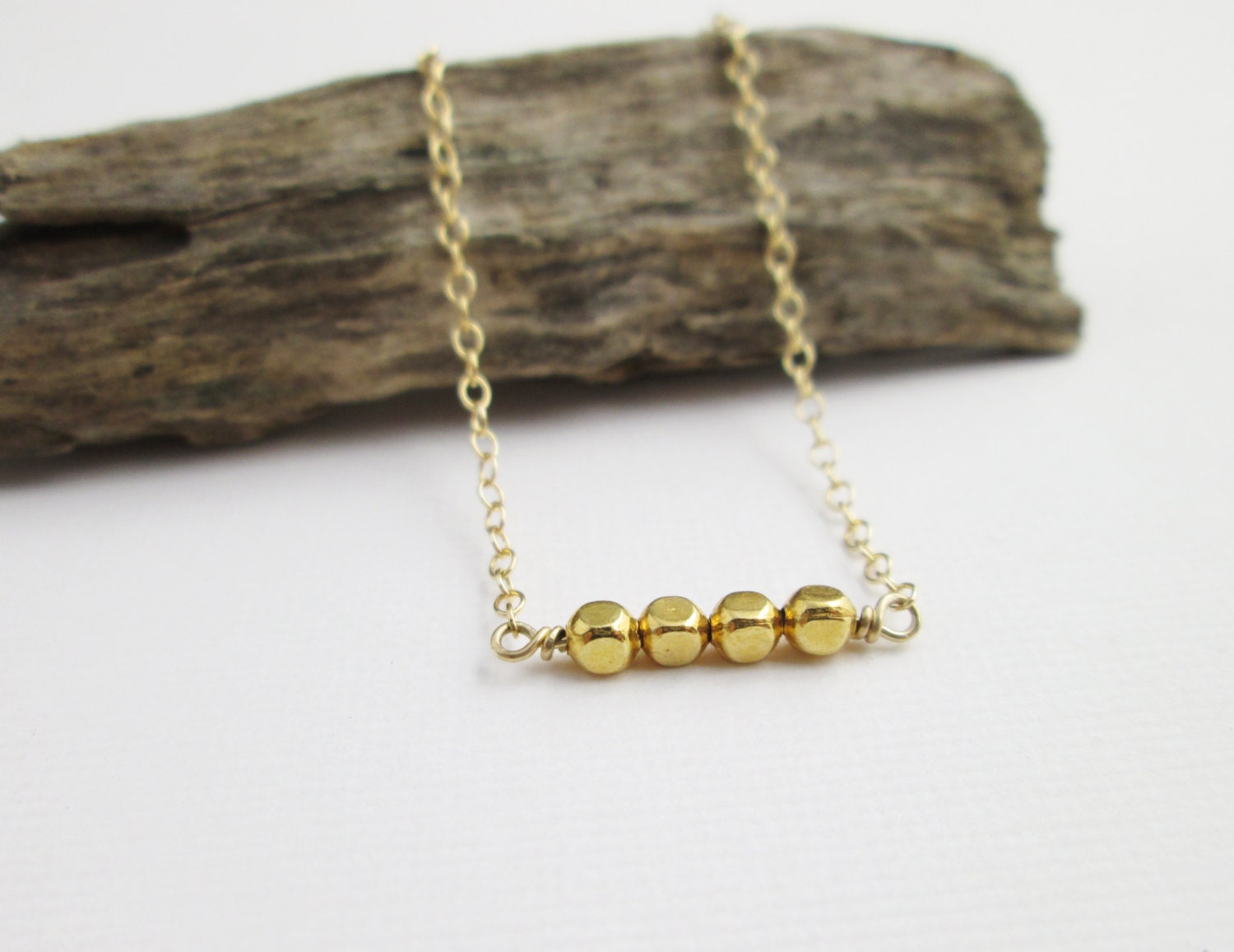 Golden Bead Necklace. Small Necklace. 14K Gold by MissCAlexandria