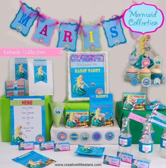 Mermaid Party DIY Printable Kit - INSTANT DOWNLOAD Il_570xn