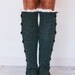 Knitted Leg Warmers Button Up Solid Body Lace Trim Boot Topper Crochet Lace Trim, and Wooden Buttons Stocking Stuffers (LW-GRAYBU)