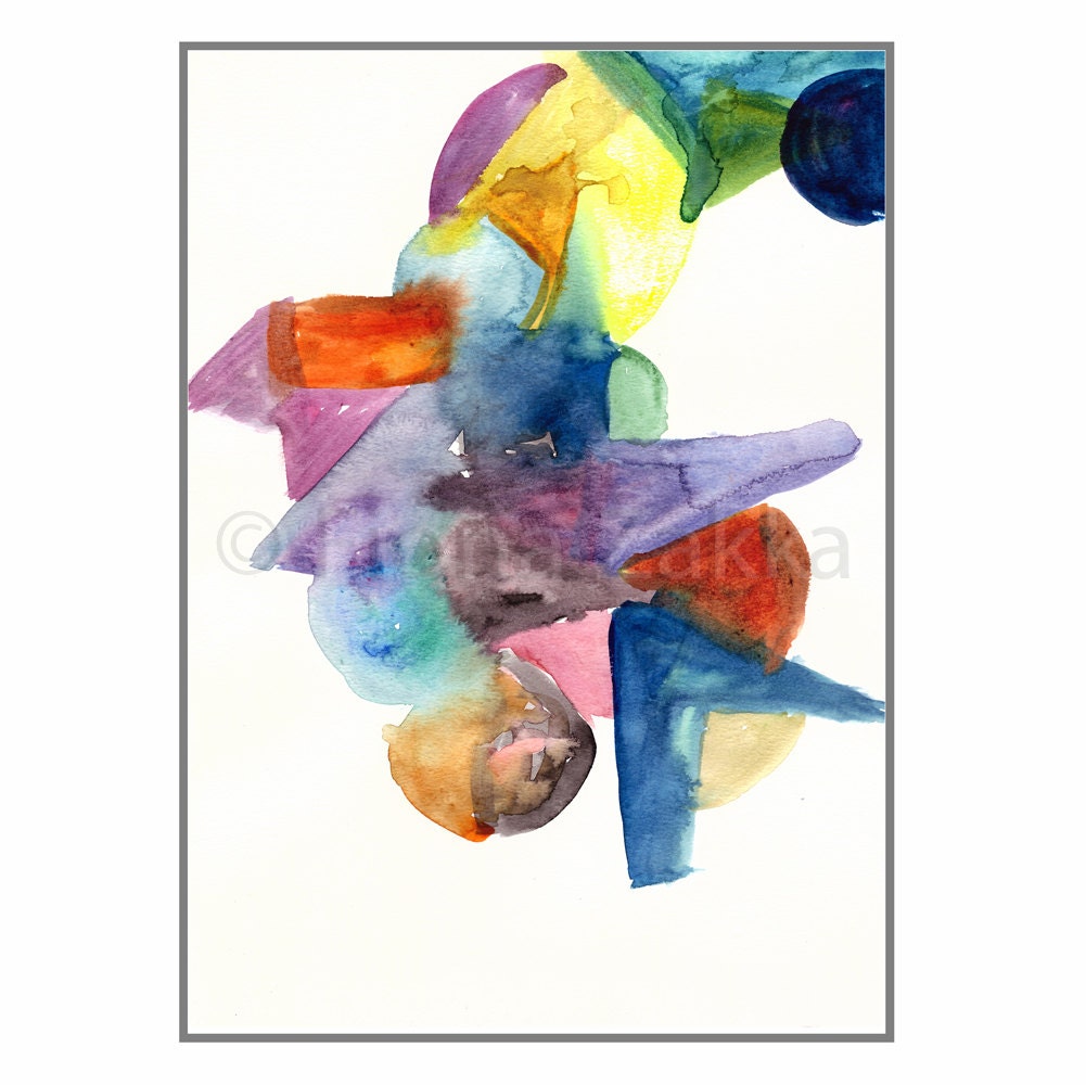 Bright colors painting watercolor original abstract