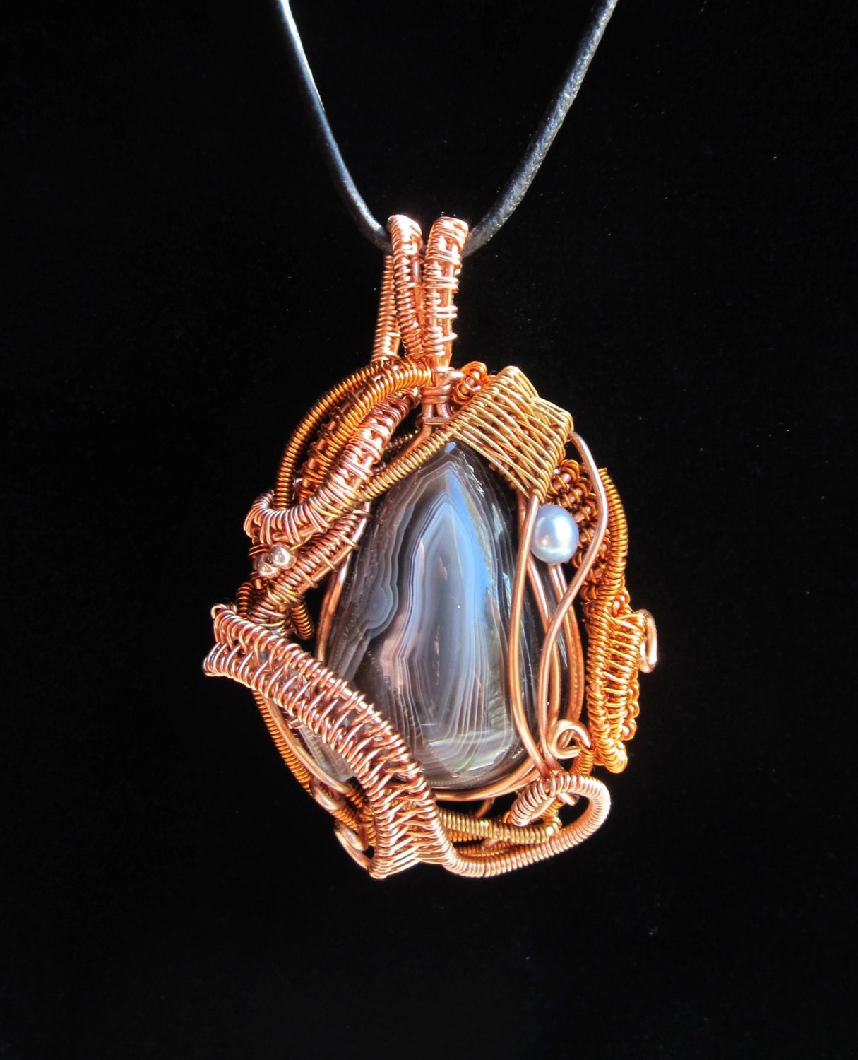 Copper Wire Wrapped Stone Pendant By Studiodct On Etsy