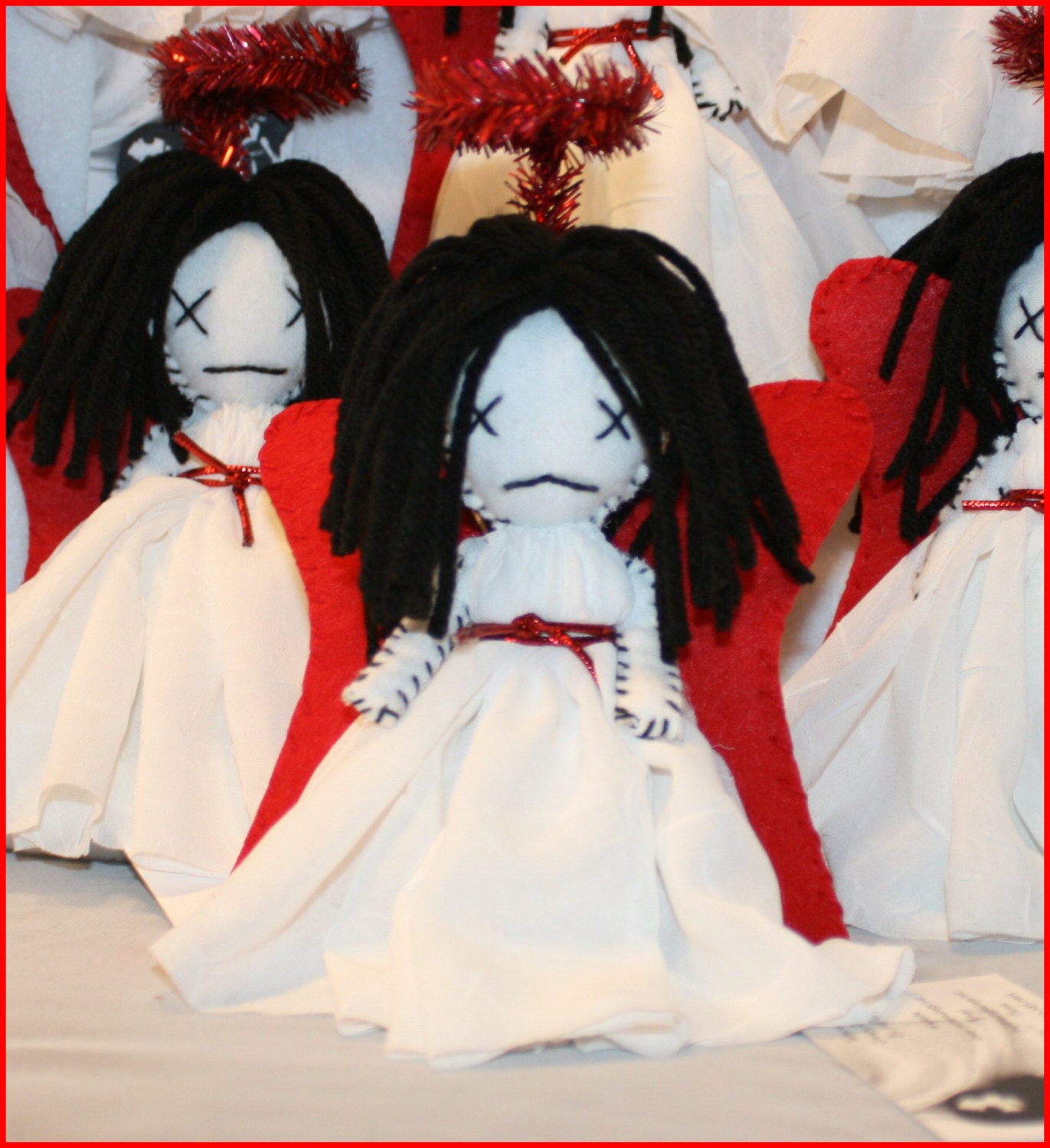 OOAK Angel Christmas Tree Ornament Hand Stitched Doll Creepy Gothic Folk Art By Jodi Cain - TatteredRags