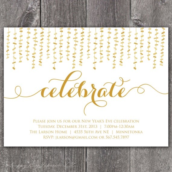 Celebrate - DIGITAL Custom New Year's Party Invitation Il_570xn