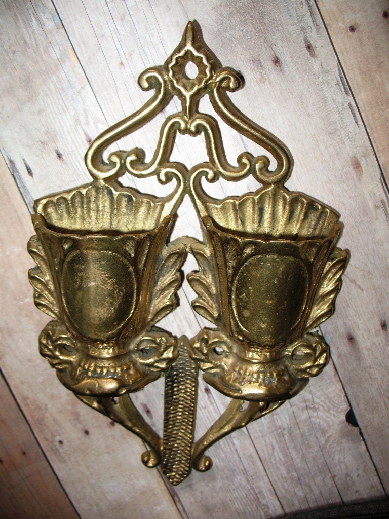 Vintage Brass Match Holder and Match Striker by donnajsvintage