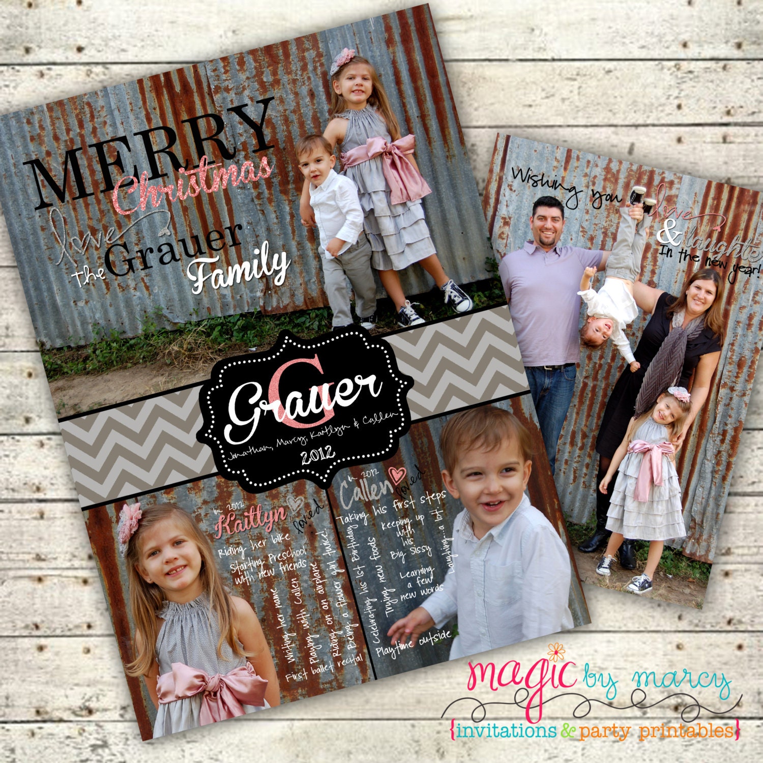 Family Christmas Double sided printable 5X7 Custom Christmas Photo Card Il_570xn