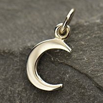 Tiny Sterling Silver Crescent Moon Charm By Carolinabeadshop