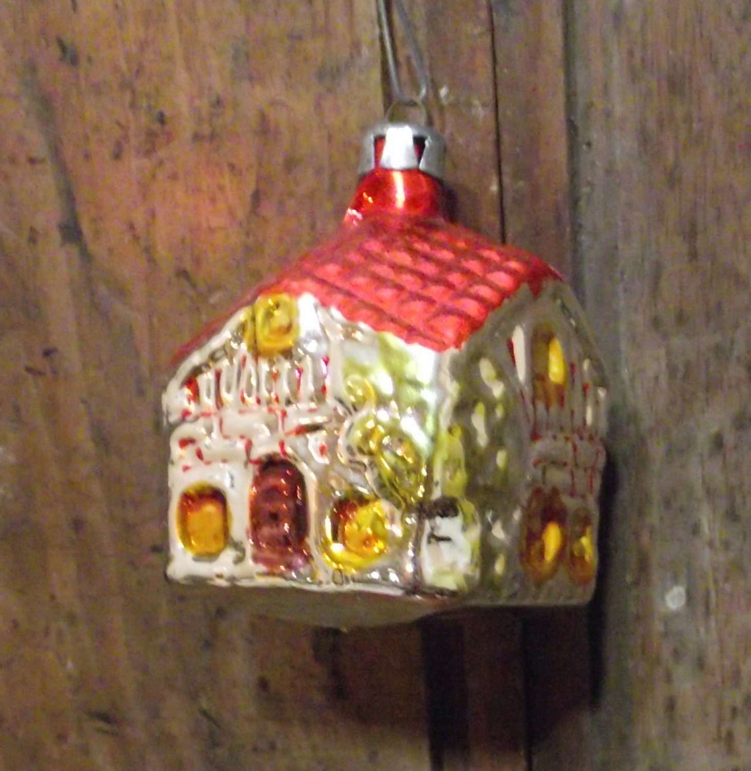 Vintage Glass House Christmas Ornament