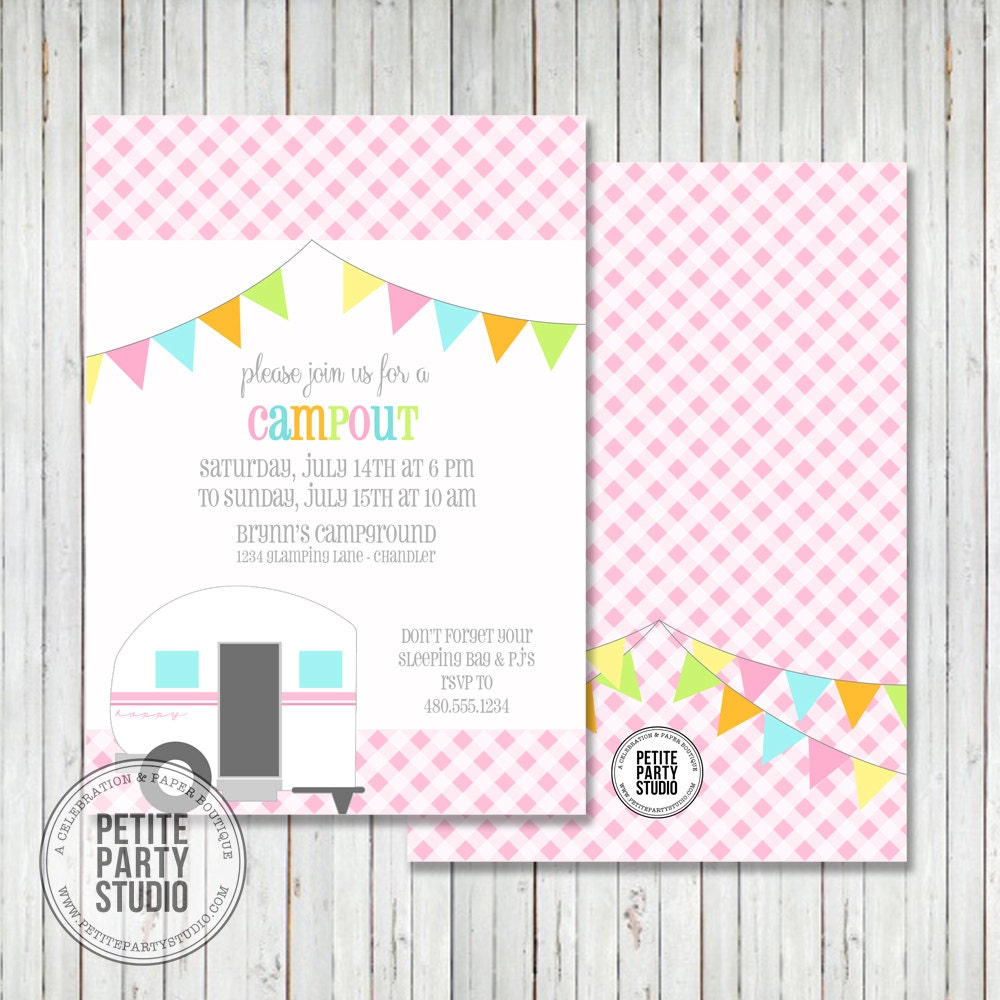 Printable Party Invitation - Glamping Birthday Party Invitation or Baby Shower - Petite Party Studio Il_570xn