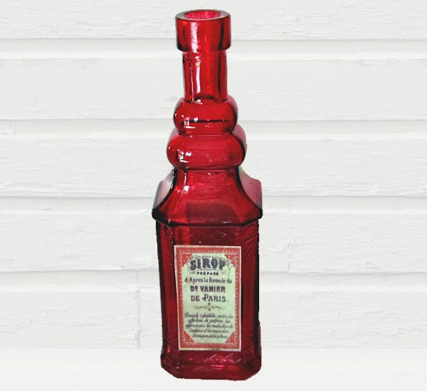 Square Red Glass Bottle Decorative Bottle by lovesoldstuff on Etsy