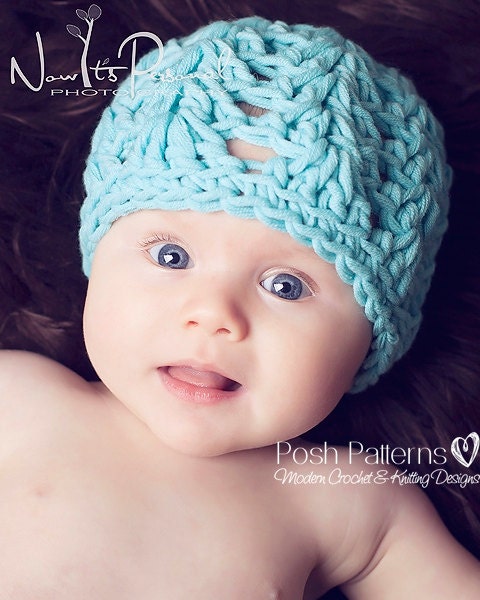 Crochet Hat PATTERN Baby Chunky Feather Stitch by PoshPatterns