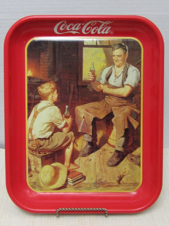 Village Blacksmith Coca Cola Brand Tray c1987 - myabbiesattic