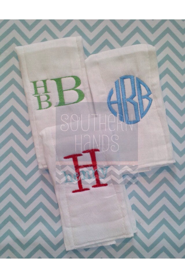 Monogrammed Burp Cloth Trio Set Boy by SouthernHandsLLC on Etsy