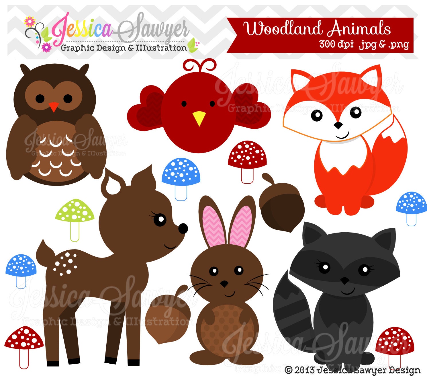 INSTANT DOWNLOAD, woodland animals clipart, forest clip art, for personal use, commercial use, party supply, scrapbooking Il_570xn