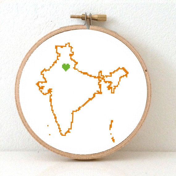 India map modern cross stitch pattern. India by koekoek on Etsy