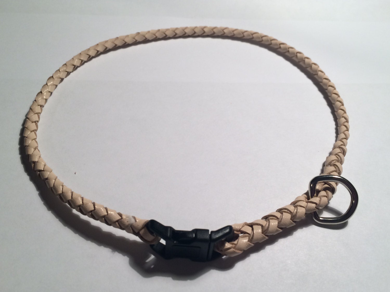 Custom Kangaroo Leather Buckle ID Dog Collar