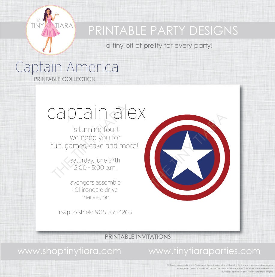 Captain America Printable Party Invitations : Printable Party Designs by The Tiny Tiara Il_570xn