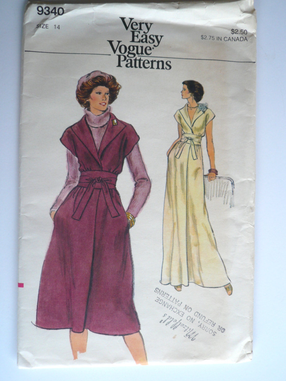 Vintage 9340 Very Easy Vogue Pattern Misses Dress