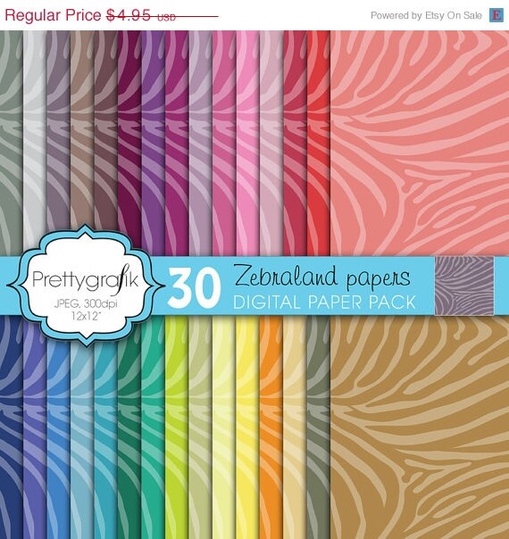 70% OFF SALE zebra animal print digital paper, commercial use, scrapbook papers, background - PS599 Il_570xn