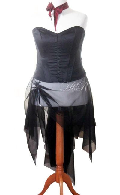Black overskirt / bustle size 10 12 14 16 18 20 gothic fantasy steampunk emo lolita cyber burlesque - handmadebyreplay