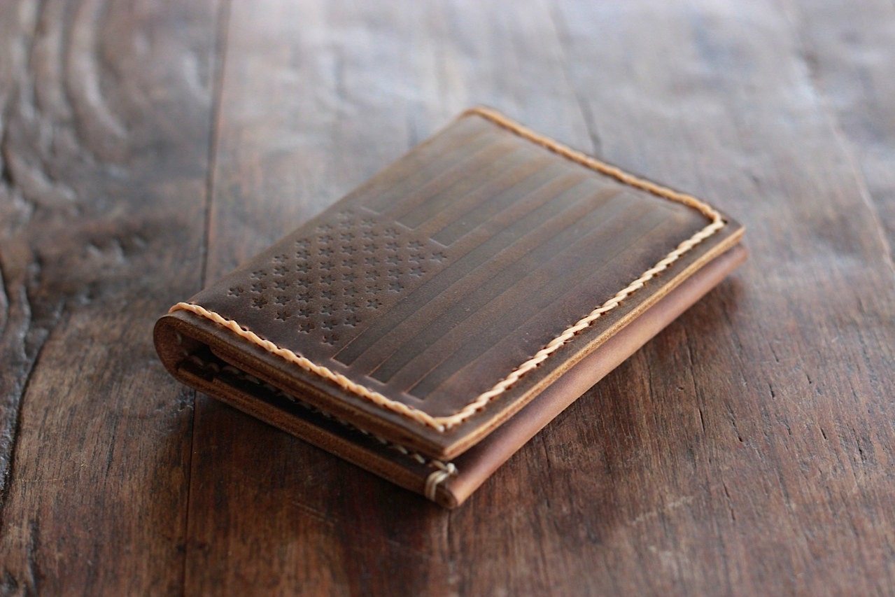 American Flag Leather Wallet Men&#39;s Leather Wallets by JooJoobs
