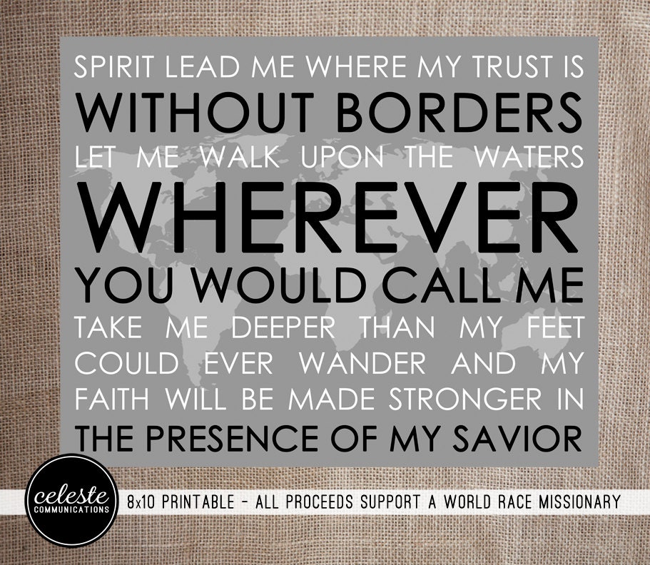 PRINTABLE Oceans by Hillsong United lyrics 8x10 by CelesteComm