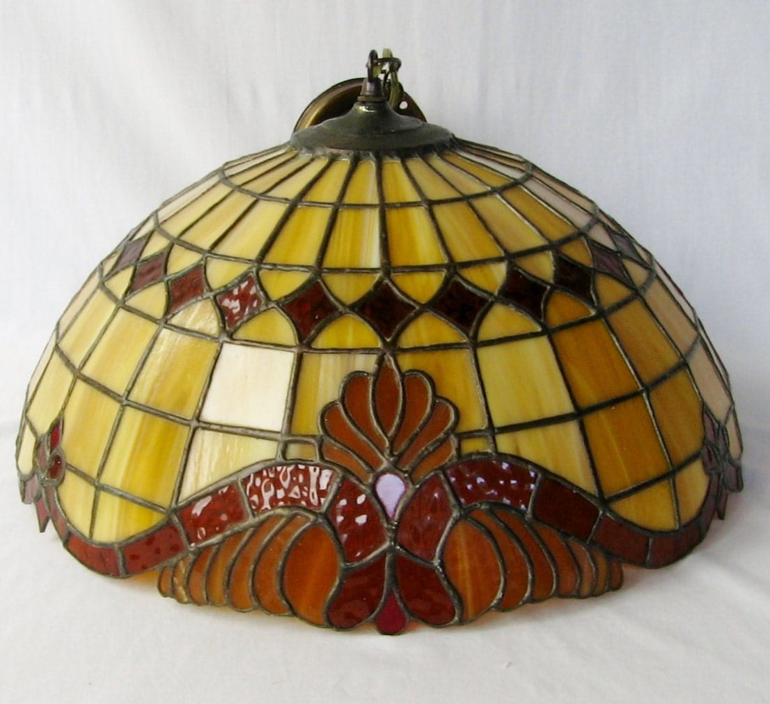 Art Nouveau Stained Glass Ceiling Light Tiffany by bequirksy