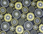 Mellow Yellow, for Red Rooster Fabric, By the Yard, Yellow, Black and White, Geometric Flowers - SuesFabricNSupplies