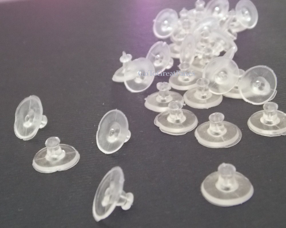 144 Large Flange Clear Plastic Earring Backs 11mm by GoToSupplies