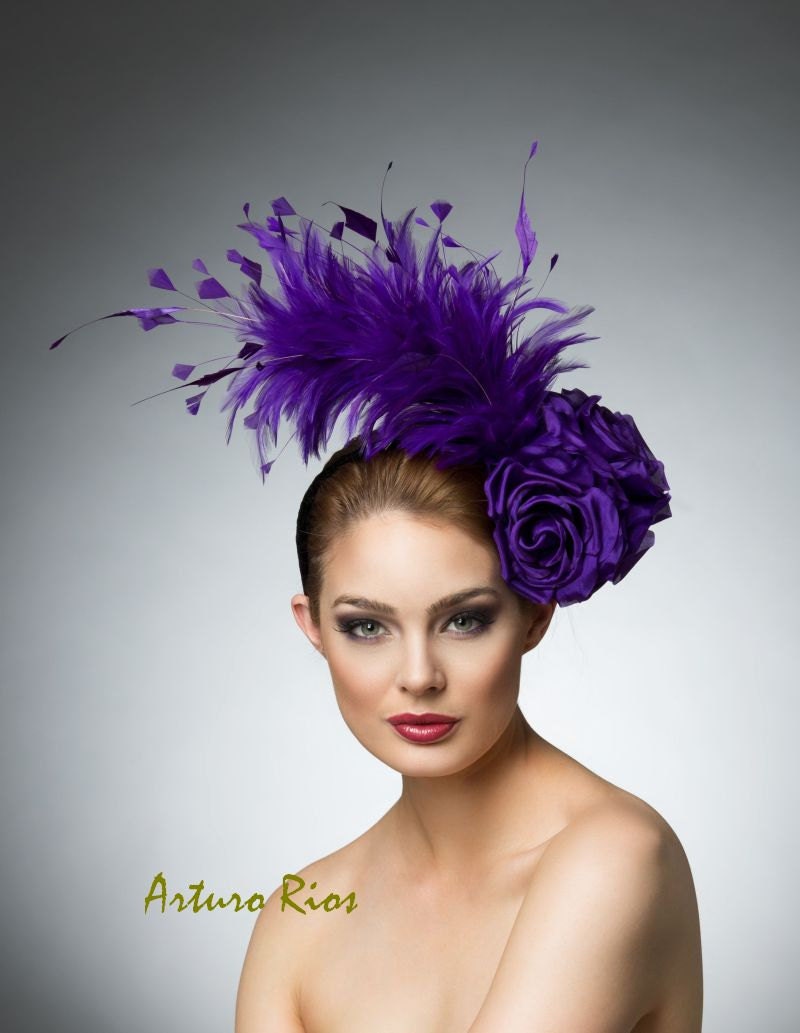 Purple Fascinator Headband Cocktail Hat Headpiece