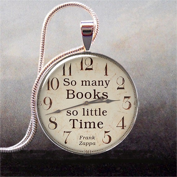 So Many Books, So Little Time pendant, Book lover necklace charm, Book jewelry, Book quote