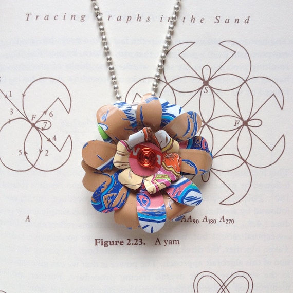 Peace Tea Floral Necklace -- Soda Poppies UpCycled Aluminium Flowers